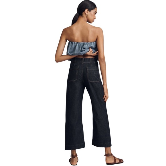 Maeve The Colette Crop Wide Leg Jeans Dark Denim Size 29 EUC - Picture 2 of 11